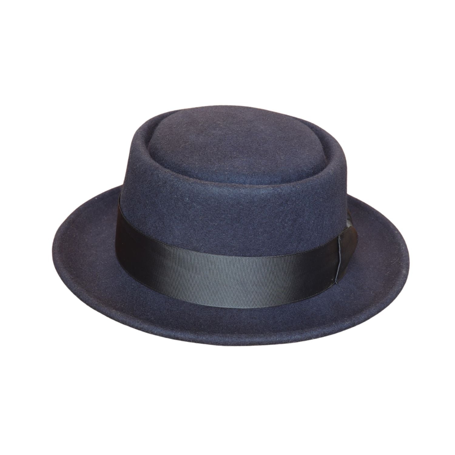 Navy Blue Wool Felt Pork Pie Hat