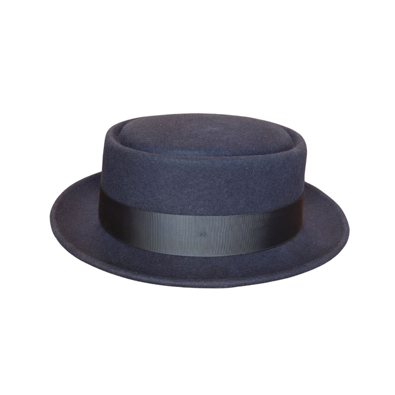 Navy Blue Wool Felt Pork Pie Hat