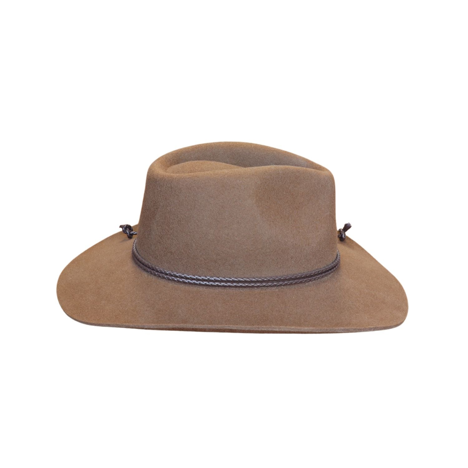 Wide Brim Western Style Fedora Hat with Rope Detail