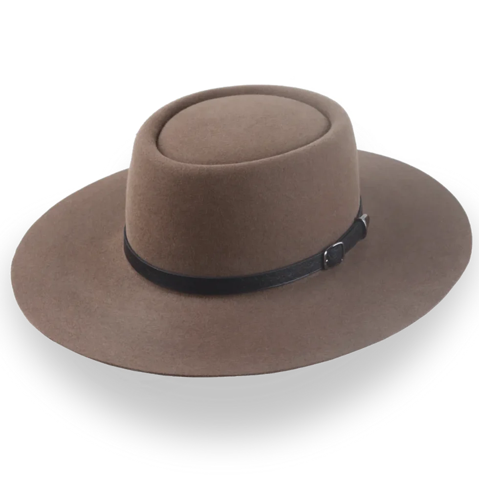 Pork Pie Style Wide Brim Felt Hat