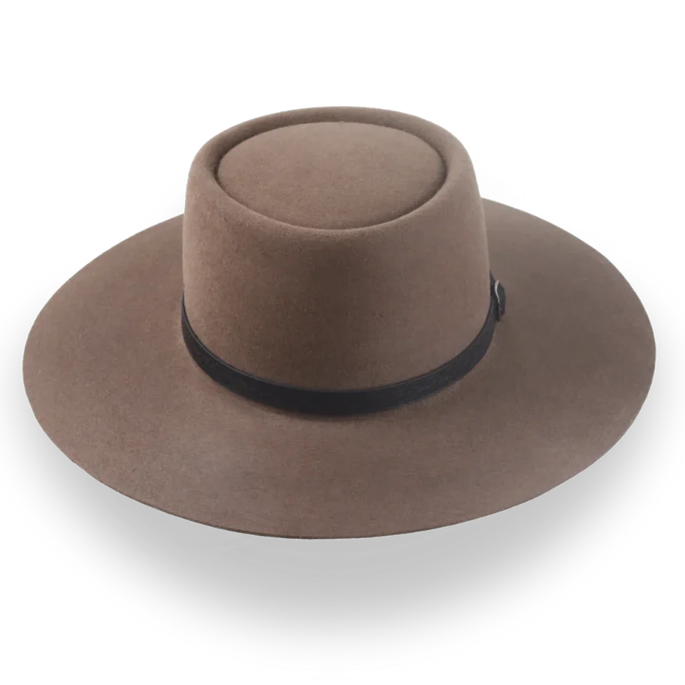 Pork Pie Style Wide Brim Felt Hat