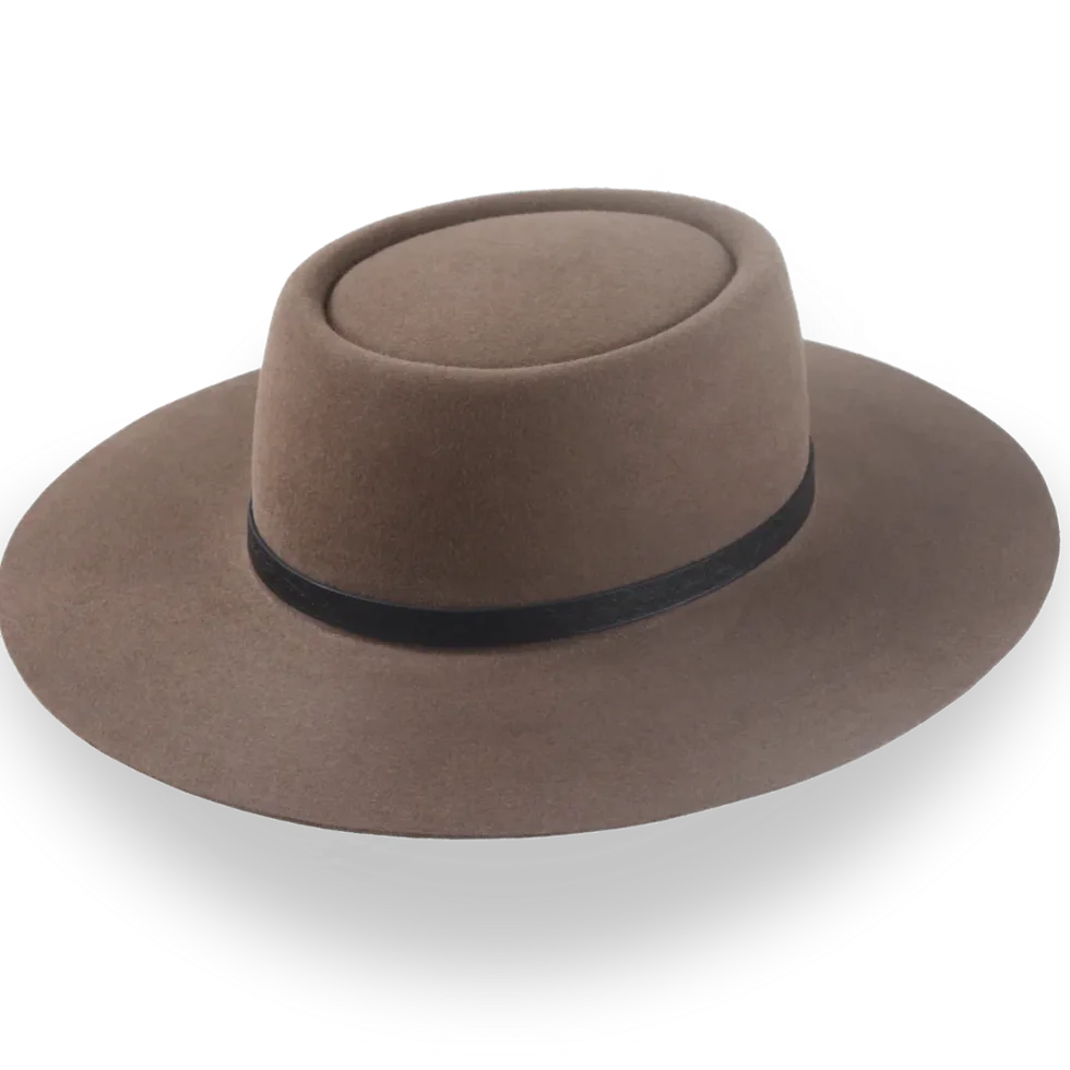 Pork Pie Style Wide Brim Felt Hat